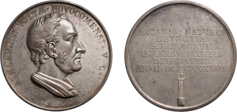 MEDAGLIE ITALIANE. COMO. MONUMENTO ALESSANDRO VOLTA 1838
Argento, 65,62 gr, 49 ...