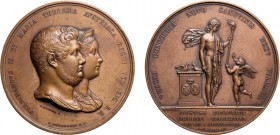 MEDAGLIE ITALIANE. REGNO DELLE DUE SICILIE. FERDINANDO II (1830-1859). SECONDE NOZZE CON MARIA TERESA 1837.
Bronzo, 151,72 gr, 69,5 mm. SPL +
Coniat...