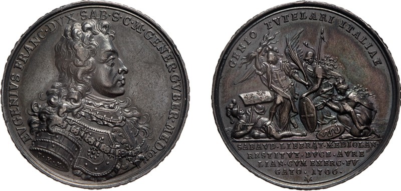 MEDAGLIE ITALIANE (SAVOIA). EUGENIO DI SAVOIA 1706
Argento, 20,36 gr, 37 mm. Mo...