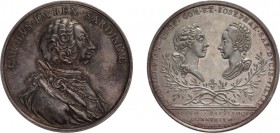 MEDAGLIE SAVOIA. CARLO EMANUELE III (1730-1773). NOZZE GIUSEPPINA E STANISLAO 1771
Argento, 41,23 gr, 48 mm. Patina da medagliere al diritto, evident...