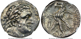PHOENICIA. Tyre. Ca. 126/5 BC-AD 65/6. AR shekel (27mm, 13.87 gm, 1h). NGC Choice XF 4/5 - 4/5. Dated Civic Year 64 (63/2 BC). Laureate head of Melqar...