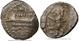 JUDAEA. Samaria. Ca. mid-4th century BC. AR obol (10mm, 5h). NGC VF. SN'BL (Aramaic), Sidonian galley left; waves above Š (Aramaic) below / Persian ki...