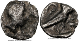 JUDAEA. Samaria. Ca. mid-4th century BC. AR tetartemorion (6mm, 9h). NGC VG. Imitating Athens. Head of Athena right / Owl standing right, head facing;...