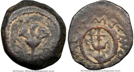 JUDAEA. Hasmonean Dynasty. Alexander Jannaeus (103-76 BC). AE prutah (15mm, 7h). NGC Choice VF, repatinated. Jerusalem. Yehonatan the King (Paleo-Hebr...
