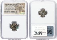 JUDAEA. Roman Procurators. Antonius Felix (AD 52-59/60). AE prutah (16mm, 2.47 gm, 7h). NGC Choice VF 4/5 - 3/5, marks. Jerusalem, dated Regnal Year 1...