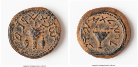 JUDAEA. Jewish War (AD 66-70). AE eighth-shekel (19mm, 5.47 gm, 1h). Fine, altered surface. Jerusalem, dated Year 4 (AD 69/70). Year Four (Paleo-Hebre...