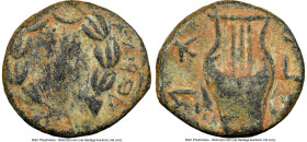 JUDAEA. Bar Kokhba Revolt (AD 132-135). AE middle bronze (20mm, 12h). NGC VF. Undated issue of Year 3 (AD 134/5). For the Freedom of Israel (Paleo-Heb...