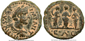 JUDAEA. Aelia Capitolina (Jerusalem). Antoninus Pius (AD 138-161). AE (17mm, 1h). NGC Choice VF, repatinated. IMP ΛNT-ONINVS ΛVG P, laureate, draped, ...