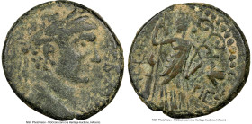 JUDAEA. Ascalon. Trajan (AD 98-117). AE (23mm, 11h). NGC Choice Fine. Dated Year 216 (AD 112/13). CЄΒΑCΤΟC, laureate head of Trajan right / ΑCΚΑΛΩ, Ty...