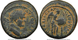 JUDAEA. Caesarea Maritima. Titus (AD 79-81). AE (22mm, 1h). NGC Choice Fine. ΑΥΤΟΚΡ ΤΙΤΟ-Σ ΚΑΙΣΑΡ, laureate head of Titus right / ΙΟΥΔΑΙΑΣ ΕΑ-ΛΩΚΥΙΑΣ,...