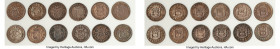 Philip V 12-Piece Lot of Uncertified Assorted 1/2 Reales VF, Includes (12) 1/2 Reales 1735-1747, Mexico City mint. Sold as is, no returns. From the JB...