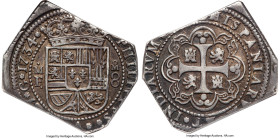 Philip V Klippe Cob 8 Reales 1734 Mo-MF AU55 NGC, Mexico city mint, KM48, Cal-1433. 26.93gm. A praiseworthy "Cortada" type most often found in the low...