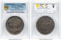 Philip V 8 Reales 1743 Mo-MF XF Details (Chopmarked) PCGS, Mexico City mint, KM103, Cal-1463, Yonaka-M8.43. Surface displays a charming iridescent pat...