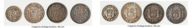 Philip V 4-Piece Lot of Uncertified Assorted Issues AU, 1) 1/2 Real 1735 Mo-MF, Cal-254. 2) Real 1740 Mo-MF, Cal-516. 3) Real 1745 Mo-M, Cal-522. 4) R...