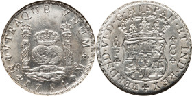 Ferdinand VI 8 Reales 1754 Mo-MF MS63 NGC, Mexico City mint, KM104.1, Cal-482. Uniform snowy tones accentuate the strong relief of this bewitching exa...