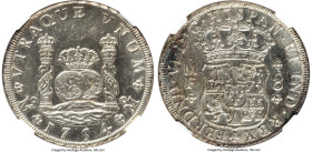 Ferdinand VI 8 Reales 1754 Mo-MF MS62 NGC, Mexico City mint, KM104.1, Cal-482. Pewter toning with gentle coral and plum coloration emanating from edge...