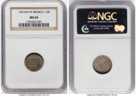 Charles III 1/2 Real 1781 Mo-FF MS65 NGC, Mexico City mint, KM69.2, Cal-207. Bested by only a single MS66 on the NGC census, this offering features a ...