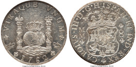 Charles III 8 Reales 1762 Mo-MM MS63 NGC, Mexico City mint, KM105, Cal-1080. Variety with tip of the crown's cross between "H" and "I" in legend. Incr...