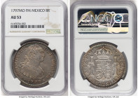 Charles IV 8 Reales 1797 Mo-FM AU53 NGC, Mexico City mint, KM109, Cal-960. A multicolored patina radiates from edges. HID09801242017 © 2024 Heritage A...