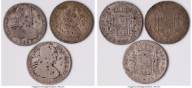 3-Piece Lot of Uncertified Assorted Chopmarked 8 Reales VF, 1) Ferdinand VII 8 Reales 1810 Mo-HJ, Cal-1314. 2) Charles IIII 8 Reales 1805 Mo-TH, Cal-9...