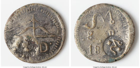 Oaxaca. War of Independence Counterstamped 8 Reales ND (1811-1814) XF (Corrosion, Gold-Plated), "Morelos" Counterstamp on Oaxaca "Sud" 8 Reales ND (cf...