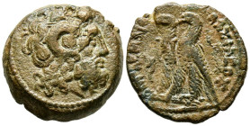 REINO PTOLEMAICO, Ptolomeo VI Philometor. Ae18. (Ae. 5,57g/20mm). 180-145 a.C. Alejandría. (Svoronos 1426; SNG Copenhagen 311). Anv: Cabeza de Zeus-Am...