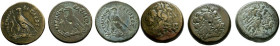 REINO PTOLEMAICO. Interesante conjunto formado por 3 grandes acuñaciones de Ptolomeo IV Philopator (219-204 a.C.) en Alejandría. A destacar, diferente...