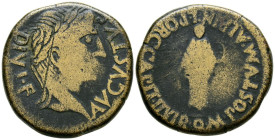 CARTAGONOVA (Cartagena, Murcia). As. (Ae. 15,48g/28mm). 27 a.C.-14 d.C. (FAB-576). Anv: Cabeza laureada de Augusto a derecha, alrededor leyenda: DIVI ...