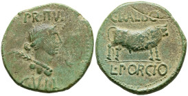 CELSE (Velilla de Ebro, Zaragoza). As. (Ae. 17,15g/32mm). 50-30 a.C. (FAB-800). Anv: Busto femenino a derecha con ligero drapeado y palma, encima PR I...