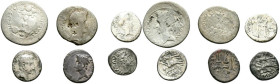 EMERITA AUGUSTA (Mérida). Muy interesante conjunto de 6 monedas de plata, 2 Denarios y 4 Quinarios. A EXAMINAR.