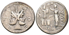 GENS FURIA. Denario. (Ar. 3,94g/20mm). 119 a.C. Italia Central. (Crawford 281/1; FFC 730). Anv: Cabeza de Jano bifronte, alrededor leyenda: M FOVRI LF...