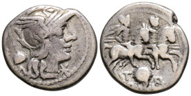 GENS QUINCTIA. Denario. (Ar. 3,70g/19mm). 126 a.C. Roma. (FFC 1084; Crawford 267/1). Anv: Cabeza de Roma a derecha, delante estrella, detrás bonete de...