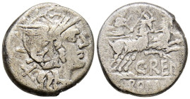 GENS RENIA. Denario. (Ar. 3,36g/16mm). 138 a.C. Roma. (FFC 1088; Crawford 231/1). Anv: Cabeza de Roma a la derecha, detrás de X. Rev: Juno Caprotina e...