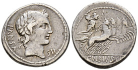 GENS VIBIA. Denario. (Ar. 3,91g/19mm). 90 a.C. Roma. (FFC 1188; Crawford 342/5b). Anv: Cabeza laureada de Apolo a la derecha, delante: SII, detrás ley...