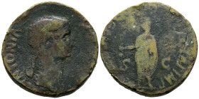 ANTONIA. Dupondio (Ae. 12.62g/27mm). 41-42 d.C. Roma. (RIC 92). Anv: Busto descubierto a la derecha de Antonia, alrededor leyenda: ANTONIA AVGUST. Rev...