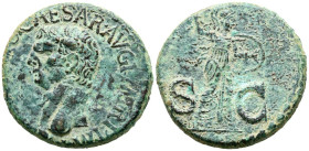 CLAUDIO I. As. (Ae. 10,68g/26mm). 41-50 d.C. Roma. (RIC 100). Anv: Cabeza de Claudio I a izquierda, alrededor leyenda: TI CLAVDIVS CAESAR AVG P M TR P...