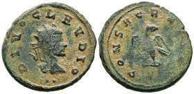 DIVO CLAUDIO. Antoniniano. (Ae. 4,83g/22mm). 270 d.C. Roma. (RIC 266 var). Anv: Busto laureado de Claudio II a derecha, debajo dos puntos, alrededor l...