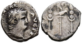 NERON. Denario. (Ar. 2,99g/18mm). 67-68 d.C. Roma. (RIC 68). Anv: Cabeza laureada de Nerón a derecha, alrededor leyenda: IMP NERO CAESAR AVG P P. Rev:...