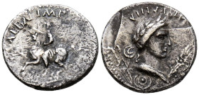 GALBA. Denario. (Ar. 3,17g/17mm). 68 d.C. Posiblemente acuñada en Tarraco. (RIC 2). Anv: Galba a caballo a izquierda con atuendo militar, encima leyen...