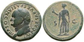 VESPASIANO. As. (Ae. 12,21g/27mm). 77-78 d.C. Roma. (RIC 1011). Anv: Cabeza laureada de Vespasiano a izquierda, alrededor leyenda: IMP CAESAR VESPASIA...