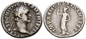 DOMICIANO. Denario. (Ar. 3,18g/19mm). 95 d.C. Roma. (RIC 773). Anv: Cabeza laureada de Domiciano a derecha, alrededor leyenda: IMP CAES DOMIT AVG GERM...