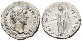 ANTONINO PIO. Denario. (Ar. 2,78g/18mm). 141-143 d.C. Roma. (RIC 64). Anv: Busto laureado de Antonino Pío a derecha, alrededor leyenda: ANTONINVS AVG ...