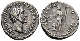 ANTONINO PIO. Denario. (Ar. 3,44g/18mm). 159-160 d.C. Roma. (RIC 304). Anv: Cabeza laureada de Antonino Pío a derecha, alrededor leyenda: ANTONINVS AV...