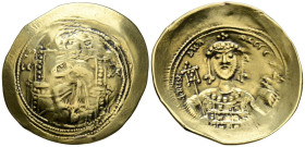 MIGUEL VII Ducas. Histamenon. (El. 4,31g/28mm). 1071-1078 d.C. Constantinopla. (Seaby 1869). Anv: Cristo sentado de frente con Nimbus sobre trono, ent...