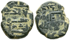 EMIRATO DEPENDIENTE DE CÓRDOBA, Periodo de Gobernadores. Anónimo. Felús. (Ae 4,10g/18mm). (¿Vives 42 reacuñado sobre Vives 44?. BC+.