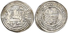 CALIFATO DE CÓRDOBA, 'Abd al-Rahman III. Dirham. (Ar. 3,31g/24mm). 332H. al-Ándalus / الاندلس. (Vives 398; R. Frochoso 332.12). Citando a Qasim en IA....
