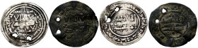 CALIFATO DE CÓRDOBA. 'Abd al-Rahman III y Al-Hakam II. Dirham (1 falso de época). (Ar. 2,75g/23mm y Ae. 1,83g/24mm). 346H. ¿355?. Madinat al-Zahra / م...