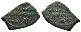 TAIFAS DE CALIFATO, SEVILLA. Muhammad al-Mu'tamir. Handús. (Ve. 1,13g/15mm). 461-484H. (Vives 942; Prieto 405a). MBC. Escasa.