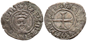 JAIME II (1276-1311). Dinero. (Ve. 0,72g/18mm). Mallorca. (Cru V.S. 542). Anv: Efigie de frente coronada de Jaime II, alrededor leyenda: REX MAIORICAR...