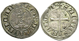SANCHO I (1311-1324). Dobler. (Ve. 1,76g/20mm). Mallorca. (Cru V.S. 547). Anv: Busto coronado de Sancho I de frente entre estrellas, alrededor leyenda...